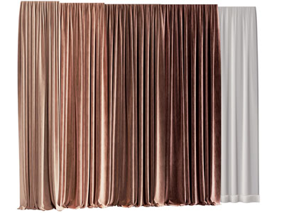 现代布艺窗帘窗纱3d模型 现代布艺窗帘窗纱