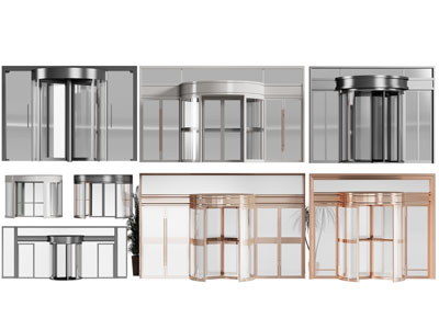 现代酒店旋转门 玻璃大门3d模型 现代酒店旋转门 玻璃大门