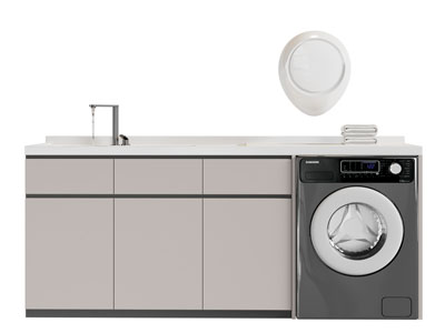 现代阳台洗衣机收纳柜