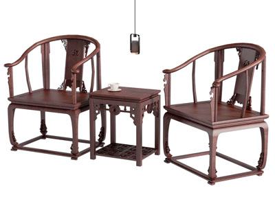 中式圈椅 边几 扶手椅子