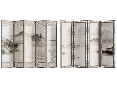 新中式屏风3d模型 新中式屏风