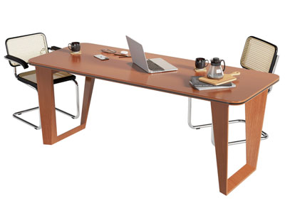 现代中古风书桌椅组合3d模型 现代中古风书桌椅组合