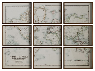 美式世界地图拼接装饰挂画3d模型 美式世界地图拼接装饰挂画