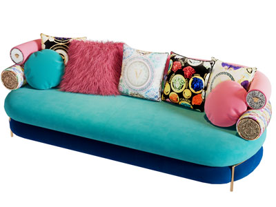 现代多巴胺布艺多人沙发3d模型 现代多巴胺布艺多人沙发