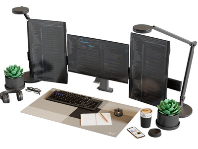 现代台式电脑3d模型 现代台式电脑