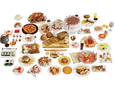 现代面包 甜点 披萨 寿司 巧克力蛋糕 食物