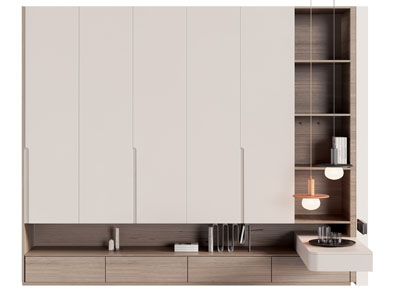 现代带床头柜的衣柜3d模型 现代带床头柜的衣柜