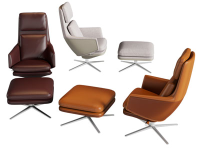 现代休闲椅子 脚踏