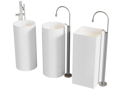 现代立式洗手台 水龙头