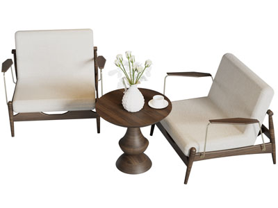 现代休闲椅子 边几