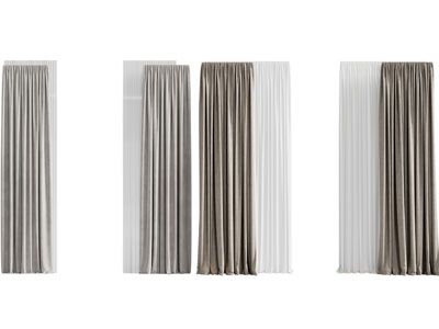 现代布艺窗帘窗纱3d模型 现代布艺窗帘窗纱