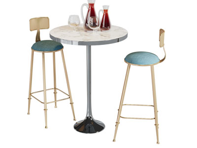 现代轻奢吧桌吧椅组合3d模型 现代轻奢吧桌吧椅组合