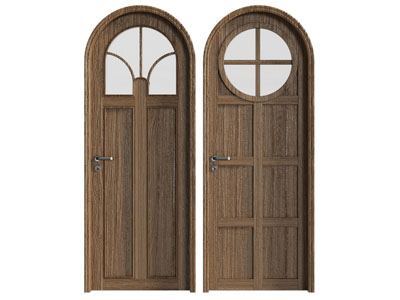 法式中古风拱形平开门 木门3d模型 法式中古风拱形平开门 木门