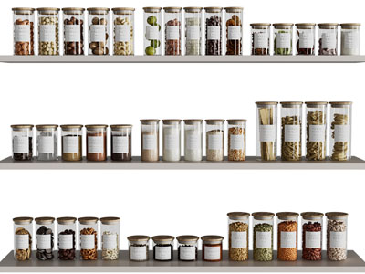 现代调料瓶 粮食密封罐 厨具摆件组合3d模型 现代调料瓶 粮食密封罐 厨具摆件组合