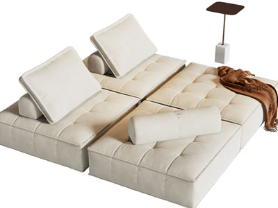 现代奶油风拼接多人沙发3d模型 现代奶油风拼接多人沙发