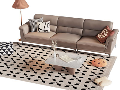 现代多人沙发 茶几组合
