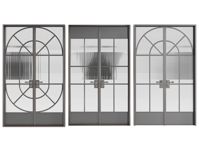 法式玻璃双开门 推拉门3d模型 法式玻璃双开门 推拉门