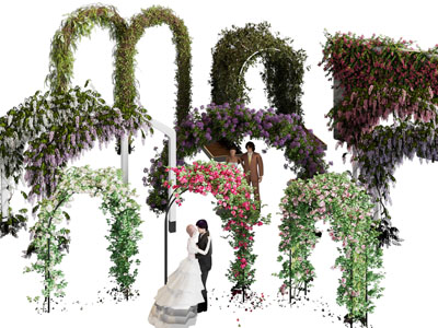 现代藤蔓植物门拱 花卉植物拱形门 花架 廊架3d模型 现代藤蔓植物门拱 花卉植物拱形门 花架 廊架