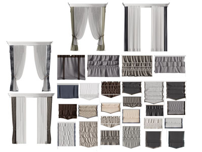 现代窗帘窗纱 罗马帘 拉帘 卷帘 布帘3d模型 现代窗帘窗纱 罗马帘 拉帘 卷帘 布帘