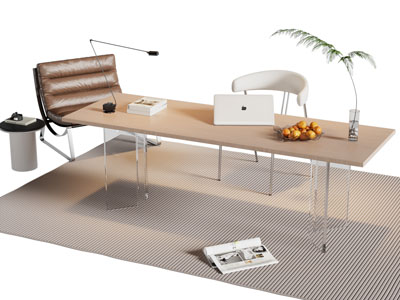 现代书桌椅组合3d模型 现代书桌椅组合