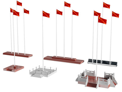 现代旗台 旗帜3d模型 现代旗台 旗帜