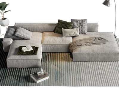 现代布艺转角多人沙发3d模型 现代布艺转角多人沙发