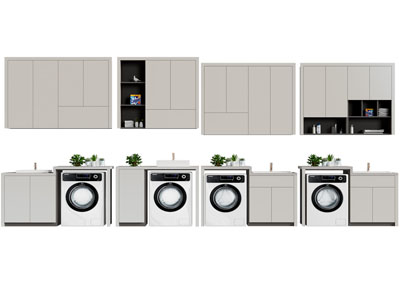 现代阳台洗衣机收纳柜