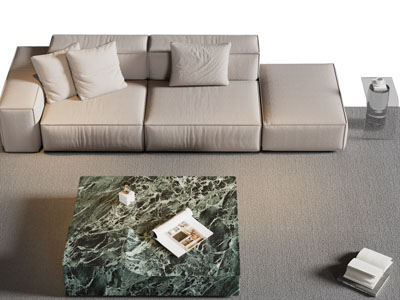 现代布艺多人沙发 茶几组合