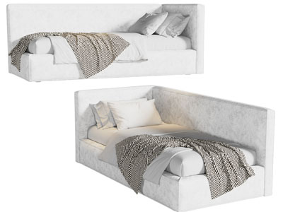 现代布艺单人床