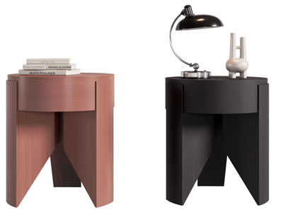 现代中古圆形床头柜