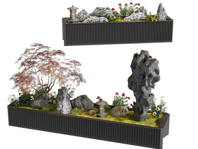 新中式花坛 假山 草坪灯景观园艺小品