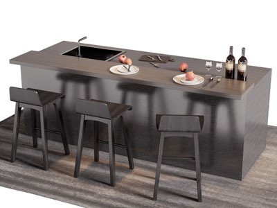 现代吧台吧椅3d模型 现代吧台吧椅