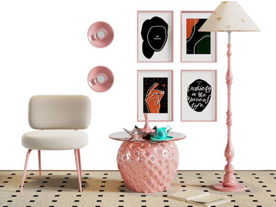 现代装饰挂画 休闲椅子 草莓边几3d模型 现代装饰挂画 休闲椅子 草莓边几