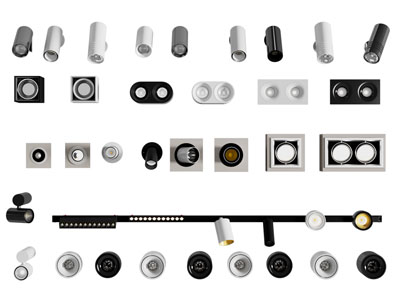 现代可转向筒灯射灯 轨道磁吸灯3d模型 现代可转向筒灯射灯 轨道磁吸灯