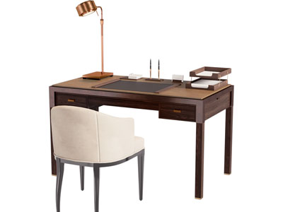 现代中古风书桌椅组合3d模型 现代中古风书桌椅组合