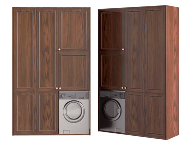 现代中古风阳台洗衣机收纳柜