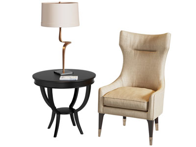 法式奶油风休闲椅子 边几