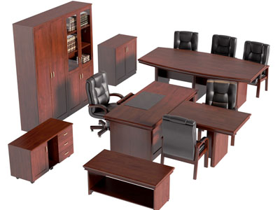 现代办公桌椅组合 书柜3d模型 现代办公桌椅组合 书柜