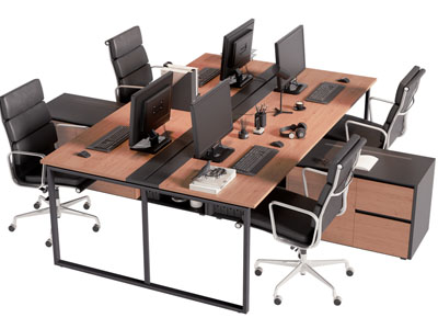 现代办公桌椅组合3d模型 现代办公桌椅组合