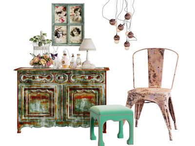 工业风loft做旧玄关柜 边柜 休闲椅子3d模型 工业风loft做旧玄关柜 边柜 休闲椅子