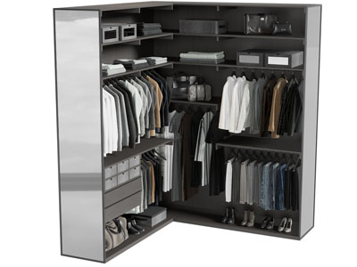 现代转角开放式衣柜3d模型 现代转角开放式衣柜