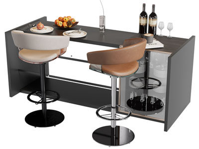 现代吧台吧椅3d模型 现代吧台吧椅