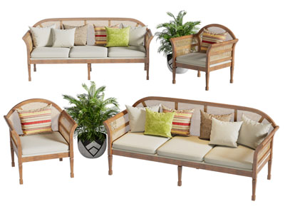 东南亚编织多人沙发 单人沙发组合