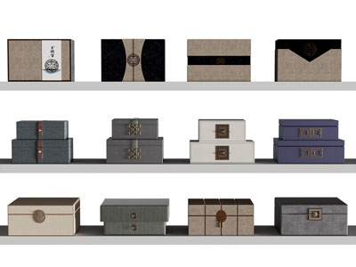 新中式礼品盒 包装盒 收纳盒 摆件组合3d模型 新中式礼品盒 包装盒 收纳盒 摆件组合