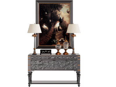 法式玄关柜 边柜 摆件组合3d模型 法式玄关柜 边柜 摆件组合