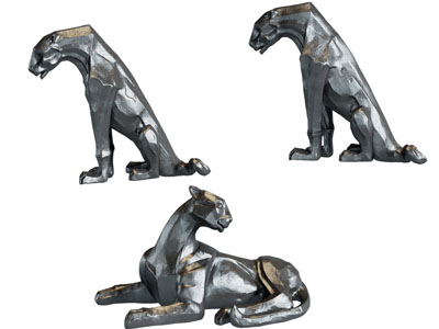 现代抽象几何豹子雕塑雕刻3d模型 现代抽象几何豹子雕塑雕刻