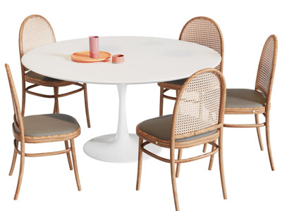 现代圆形餐桌椅组合3d模型 现代圆形餐桌椅组合