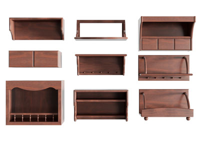 简欧实木墙面置物架