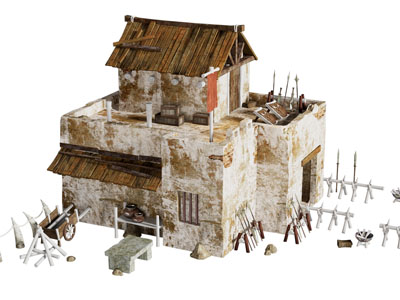 中式破旧土房子 建筑