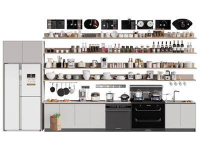 现代碗碟 调料瓶 集成灶 锅具 茶具杯子 厨具摆件组合3d模型 现代碗碟 调料瓶 集成灶 锅具 茶具杯子 厨具摆件组合